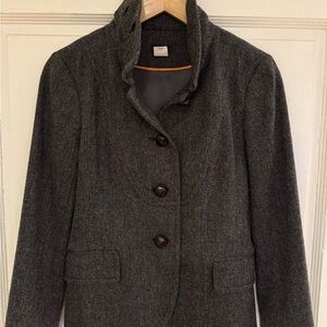 J. Crew Charcoal Herringbone Blazer